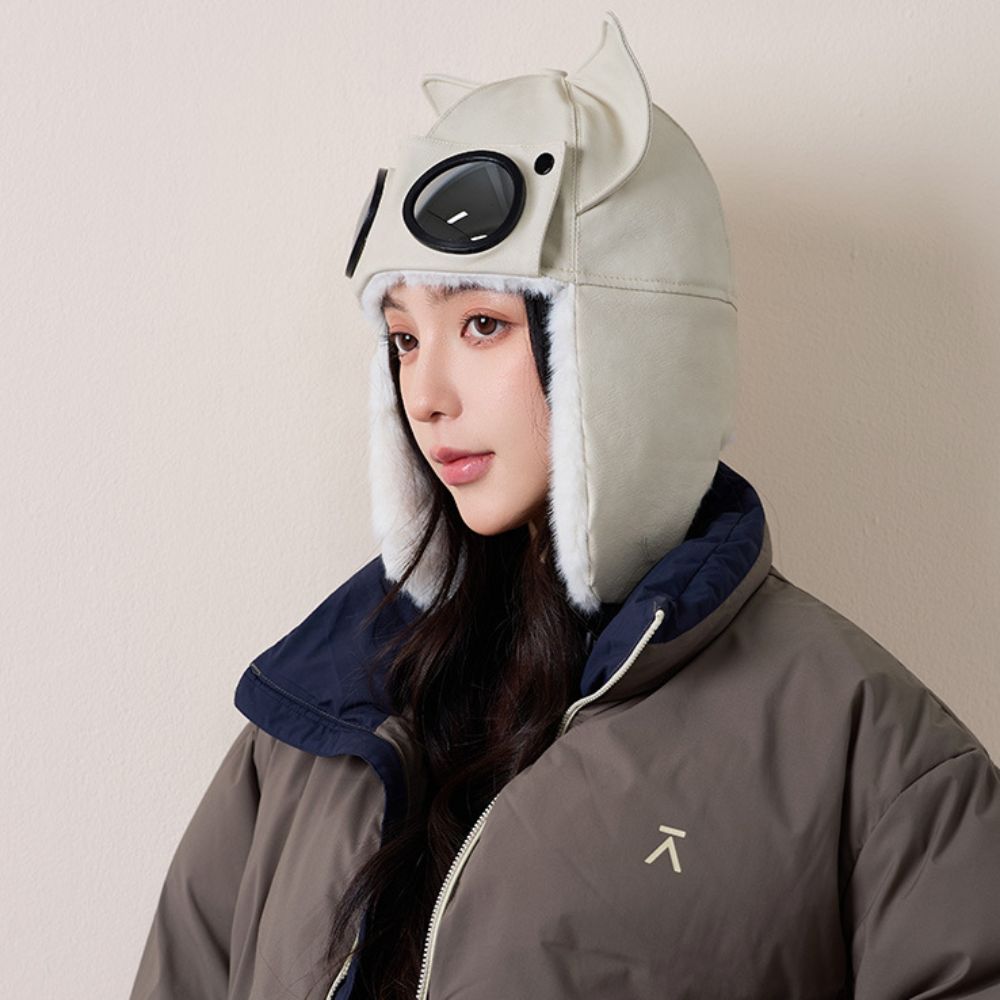 Plush Warm Ski Hat Windproof Cycling Lei Feng Hat Winter Pilot Hat With Goggles Outdoor
