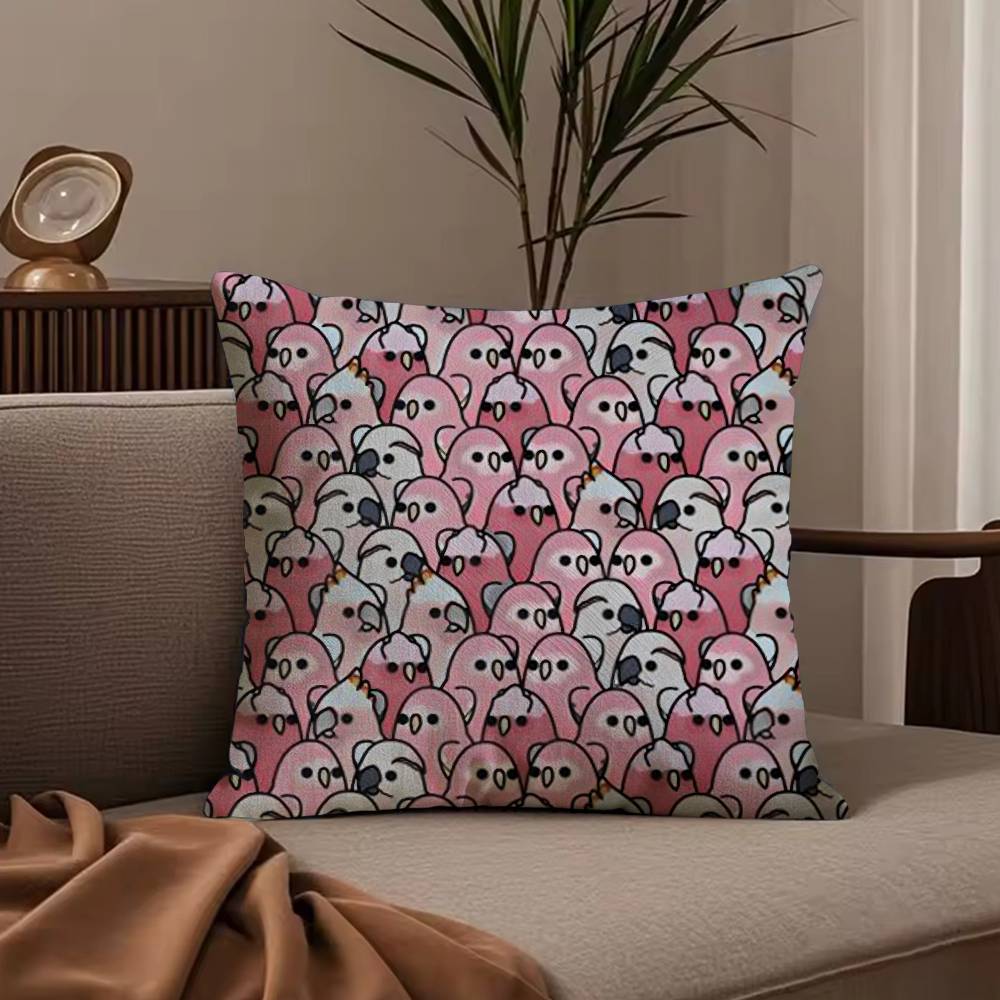 Cute Cockatiel Pillow Case Anti-dustmite Pillowcase Invisible zipper silky short plush Sofa cushion cover
