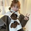Lightweight Cashmere Blend Scarf Windproof Knitted Shawl Trendy Puppy Pattern Scarf  Winter
