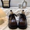 Женские туфли из кожи на шнуровке и платформе с большой головкой в британском стиле 2024 года, новые универсальные туфли в стиле ретро в стиле колледжа jk