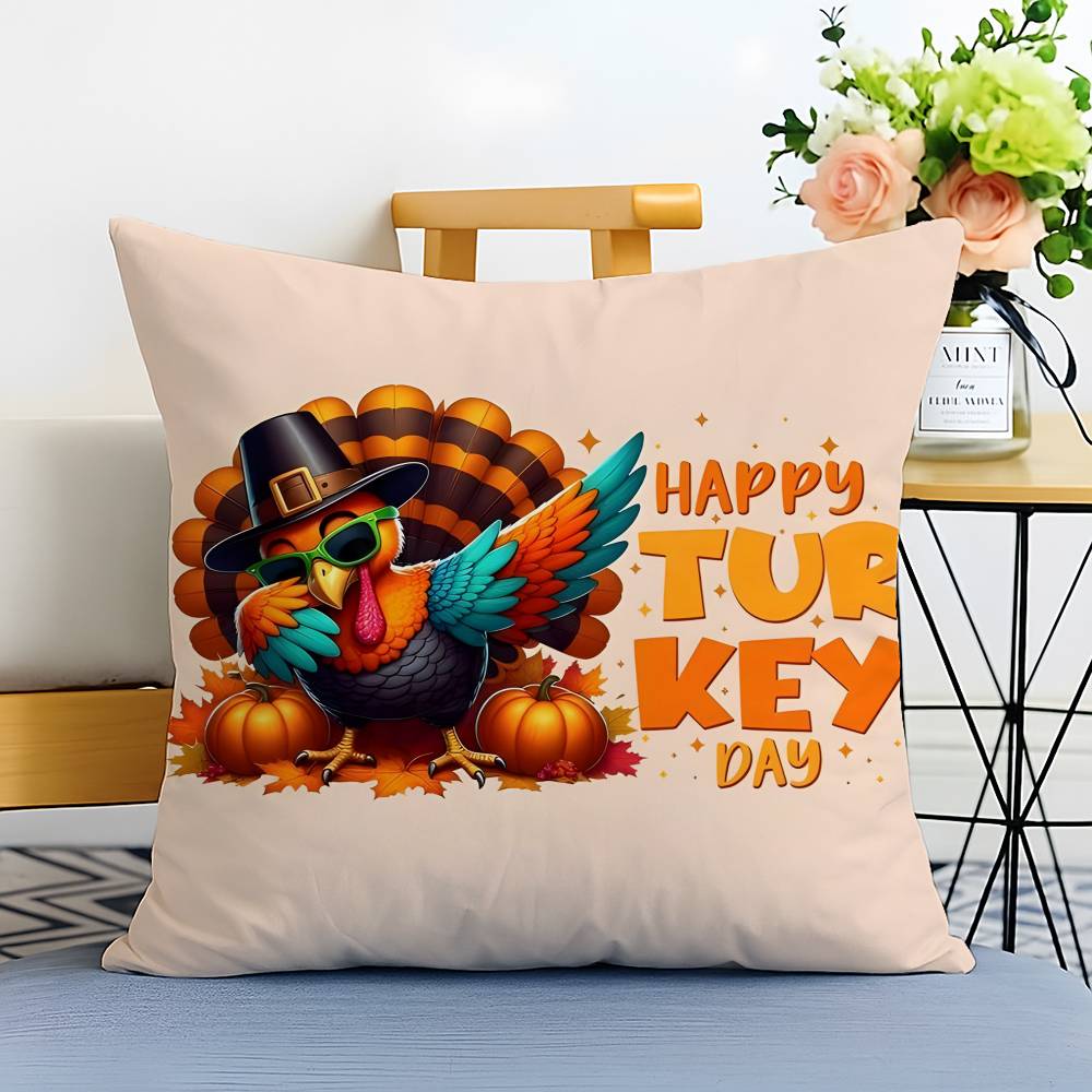 Милый индюк Празднуйте День благодарения Наволочка Принт Матовый флис Подушка На ощупь как кожа ребенка Экологичный Сублимационная печать