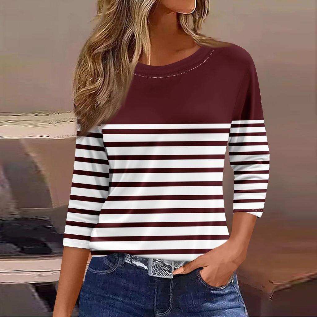 Blouse Woman Trend Women'S Fashion Casual Round NecknSleeve Loose Printed T-Shirt Ladies Top