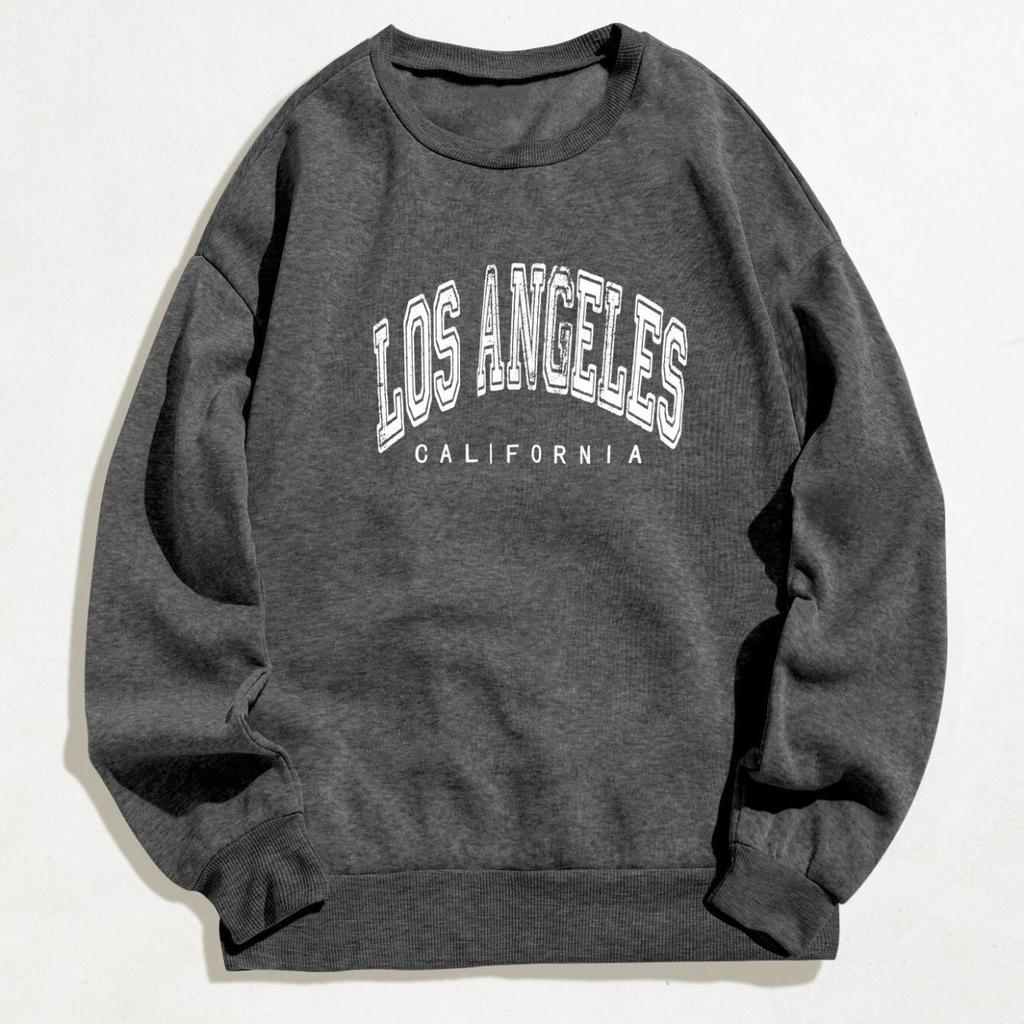 Уличные трендовые женские пуловеры Лос-Анджелес, Калифорния, толстовки с принтом букв, теплая флисовая толстовка с круглым вырезом, мягкая женская одежда
