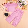 Girls Sweet Short T and Loose Cropped Pants Casual Wide Leg Set 2025 Summer Children's Fashion Set