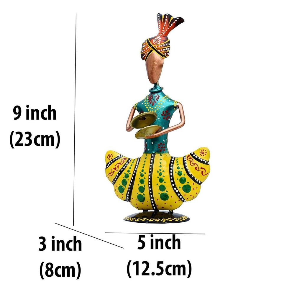 Яркий набор фигурок раджастханского музыканта | Изготовленный вручную образец индийского народного искусства | Традиционный домашний декор для гостиной, офиса, подарка (Набор1)