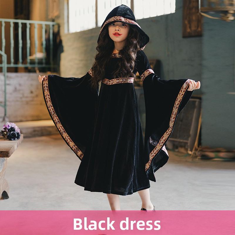 J-yuefang/Jingyuefang Medieval Renaissance Dress for Girls, Long Sleeve, Velvet, Burgundy