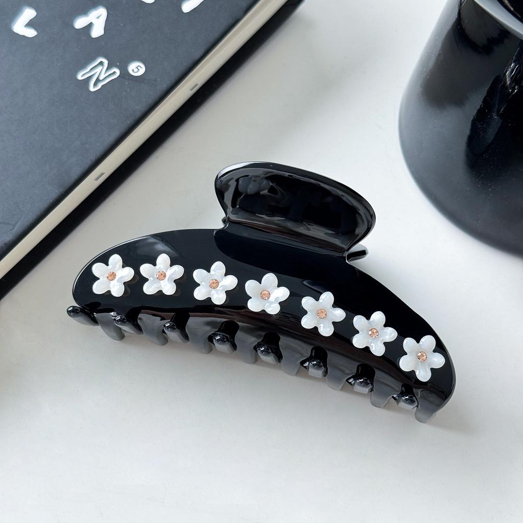 Роскошная большая заколка для волос в виде цветка, очаровательный зажим из ацетата и страз для женщин