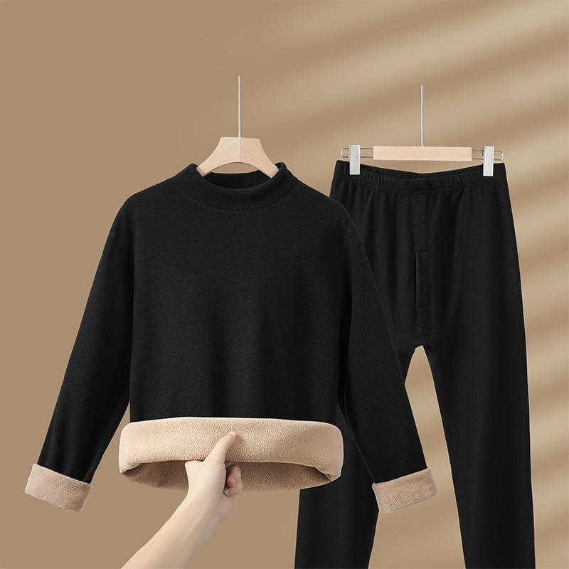 Комплекты зимнего термобелья для мужчин, бархатные топы + длинные брюки, удобные, приятные для кожи, эластичные, утолщенные, теплые, из 2 предметов