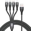 For iPhone 15 Series 2m 4-in-1 66W 6A 4-Output Fast Charging Charging Cable USB to 8Pin+Micro USB+Dual Type-C Braided Cable Adapter
