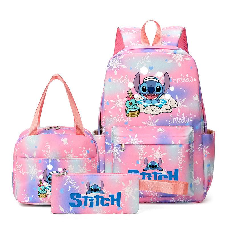 Рюкзак из трех частей Stitch для студентов (мужчин и женщин), Рюкзак с мультяшным принтом для кампуса, Большая вместительная сумка для путешествий и активного отдыха