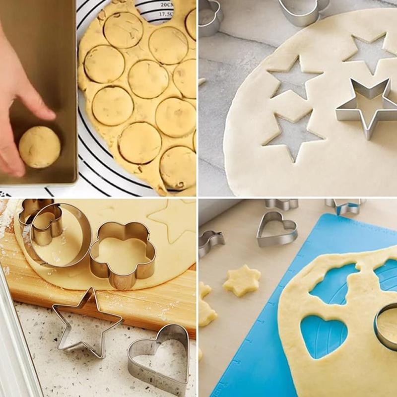 30Pcs Stainless Steel Cookie Mold Mini Cookie Cutters Set Heart Star Flower Geometric Shape Cookie Cutters Cake Mold Baking Tool