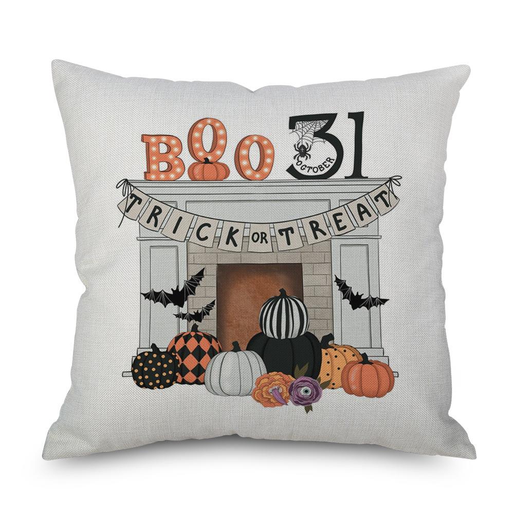 Halloween Linen Pillowcase Pumpkin Plaid Pillow Case for Bedroom Room Aesthetics Pillow Cover Luxury Designer Cushion Cover