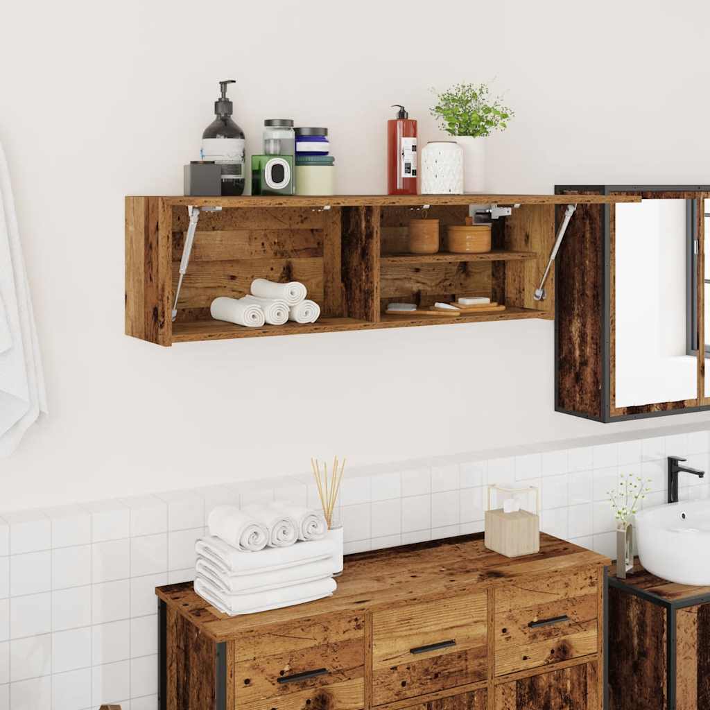 Bathroom Wall Cabinet Reclaimed Wood Look 100x25x30 cm Engineered Wood