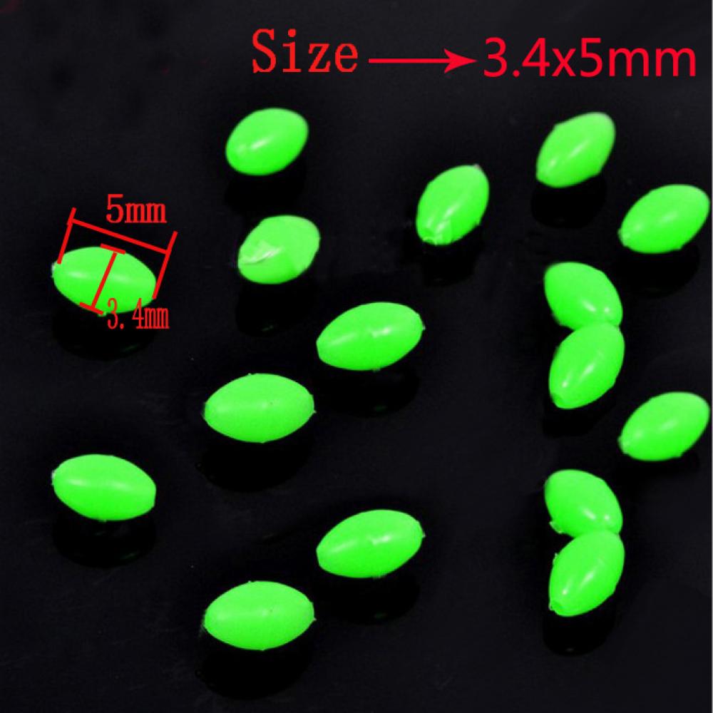 100Pcs 5mm X 3.4m Plastic lighting fishing Lures Glow In The Dark Luminous Beads Oval Shaped