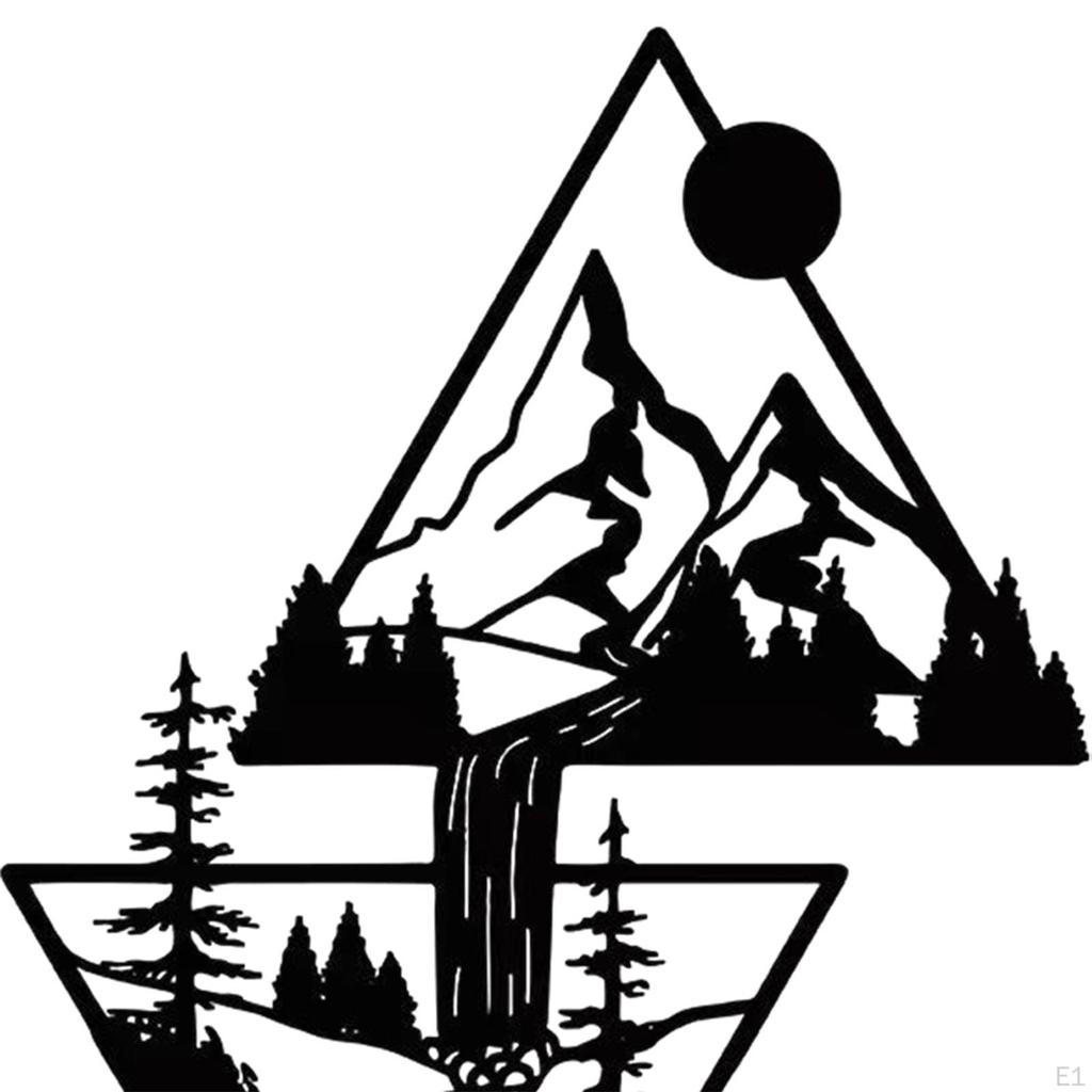 Landscape Wall Decor Iron Sign Black 9.8x4.5inch Decorative Hanging Decoration for Housewarming