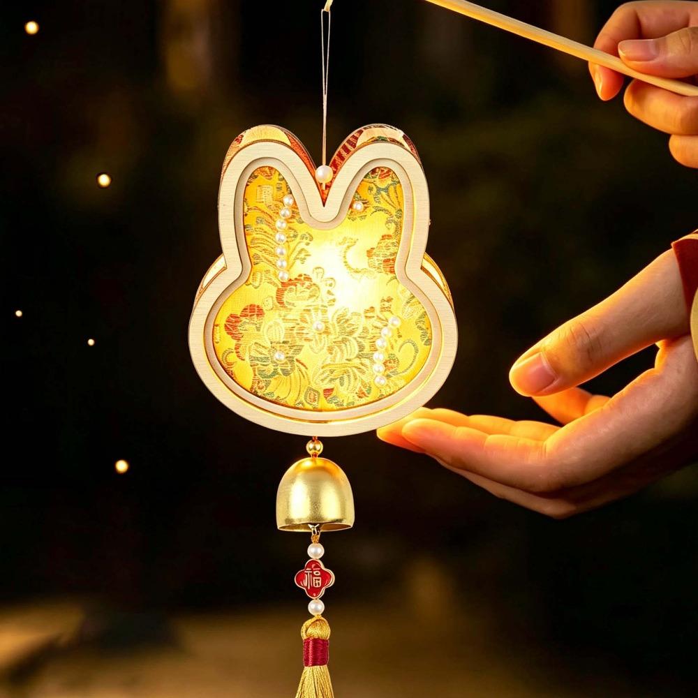 Handmade Fabric Lamp Kit Glowing Mid Autumn Craft Windchime Lantern DIY Gifts