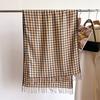 Yousheng Women Scarf Plaid Print Knitting Shawl with Tassel Decoration Warm Scarf Versatile Comfortable Hair Accessory