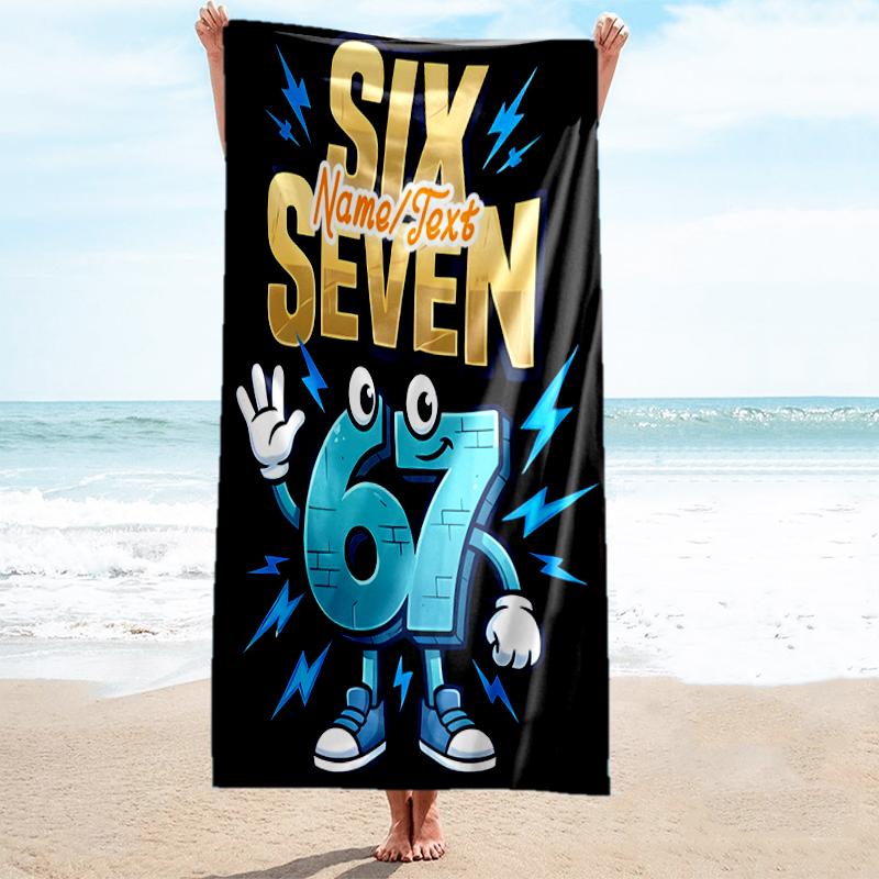 1PC Custom Name "Six Seven Adventure" Beach Towel Highly Absorbent And Sand-Resistant Towel for Swimming, Pool, Yoga, And Travel Lightweight