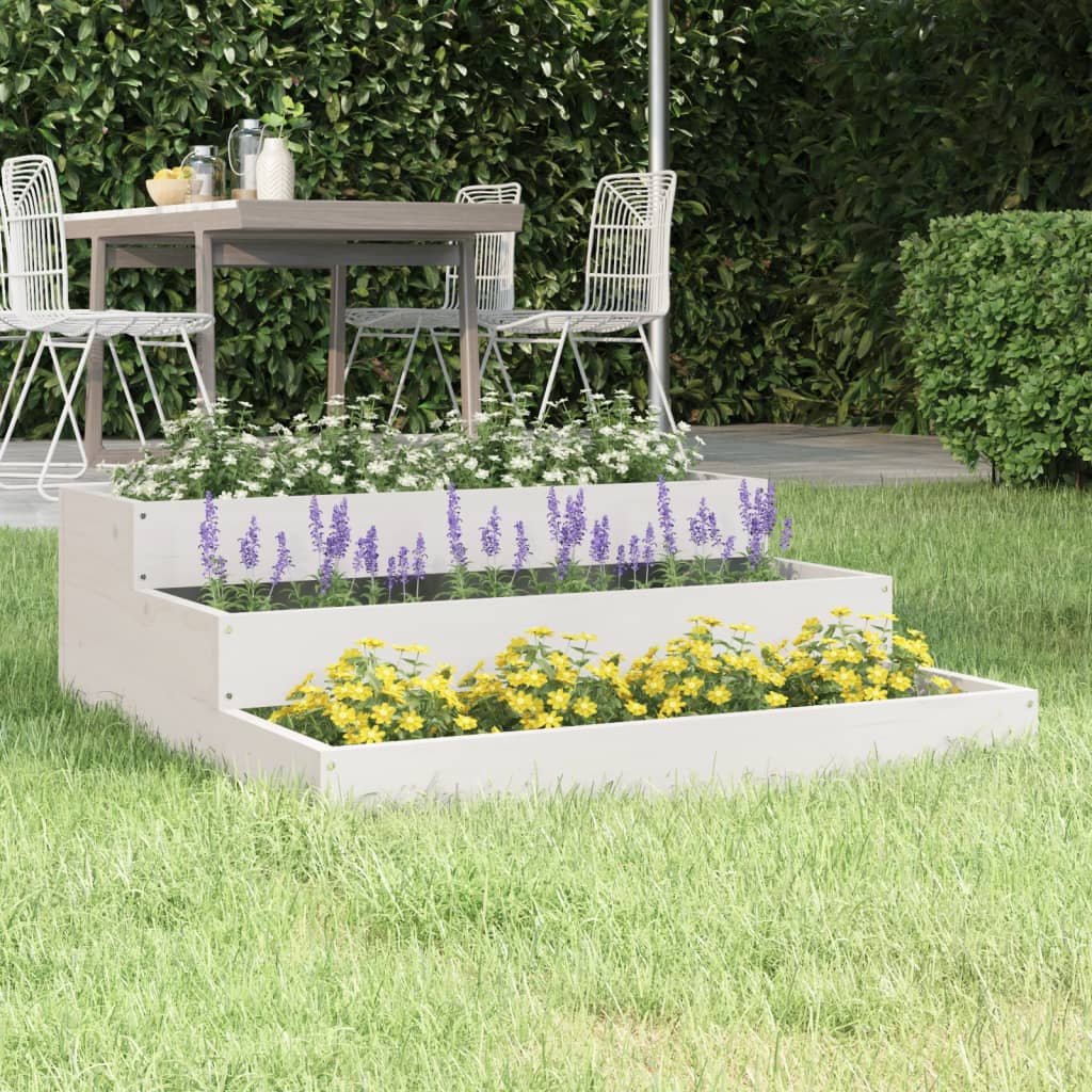 Planter Box White 78x78x27 cm Solid Pine Wood