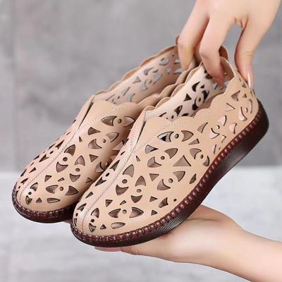 Модные весенние новые женские полые дышащие туфли на плоской подошве из мягкой кожи в римском стиле на платформе для женщин, женские уличные мокасины