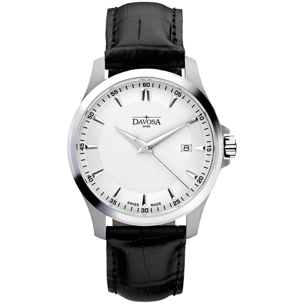 3 Hand Date 10 ATM Water Resistant Classic Quartz Swiss Made Black [Davosa] 162.466.15 Men's