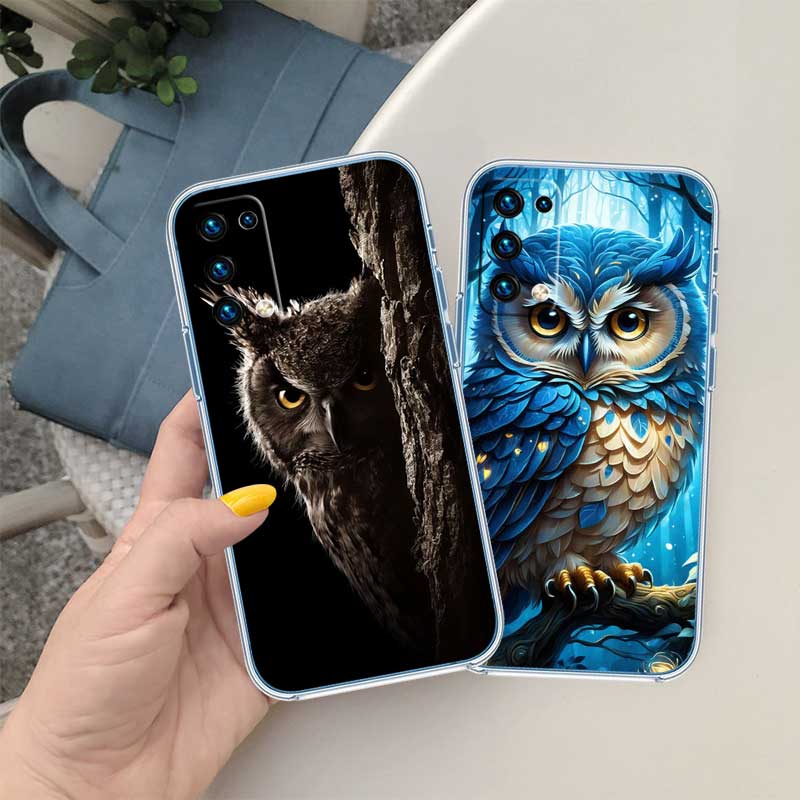 RE16 Cartoon Art Owl Transparent Phone Case for Samsung Galaxy A04 A04S A14 A23 A34 A54 M23 M33 M52 M53