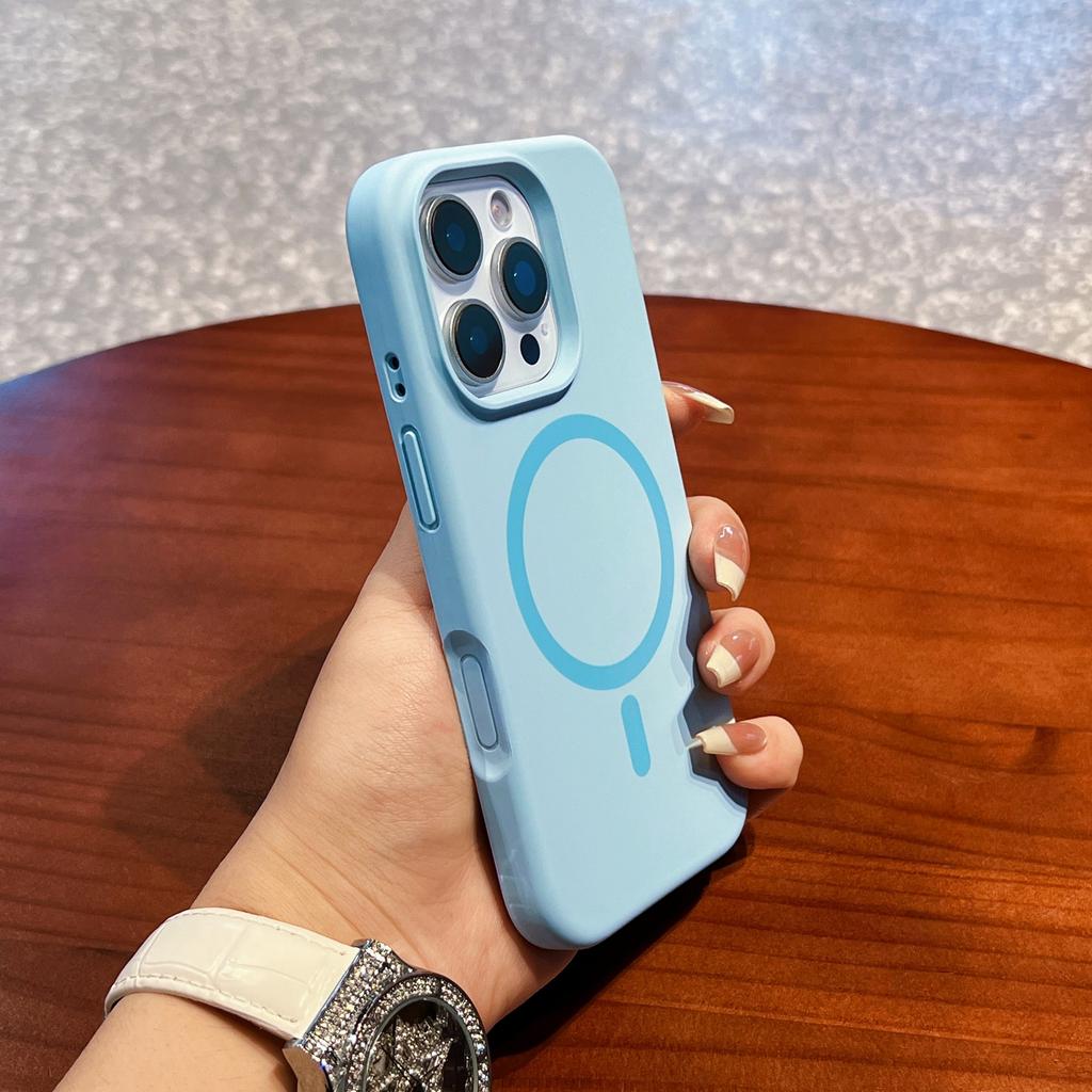 For iPhone 16 Pro Max Case Compatible with MagSafe Liquid Silicone+PC Anti-Scratch Phone Cover