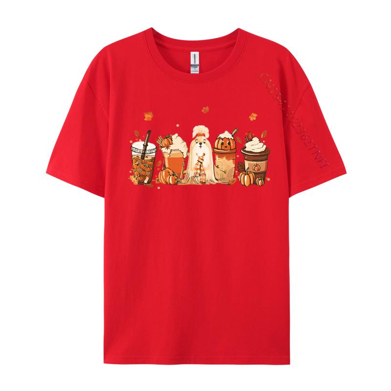 Casual T Shirt ShihTzu Dog Coffee Drink Pumpkin Special Tshirt Men Tee Shirts Soft Texture Man Clothing 3d Printed T Shirts