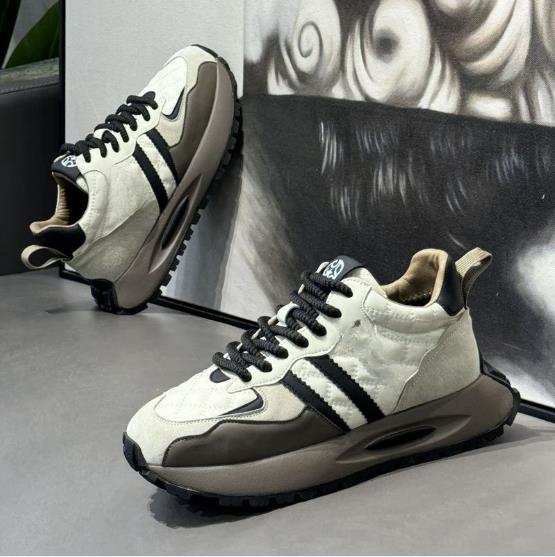 Кроссовки мужские дизайнерские повседневные кроссовки из микрофибры, кожа/пух, дышащие, на плоской платформе, с увеличенной высотой