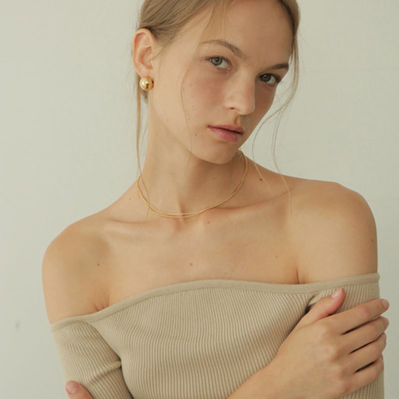 modernlike 14k GF silver ball one-touch earrings