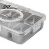 Leakproof Bento Box for Picnic Snackle Container, Stainless Steel Divided Serving Tray with Lid & Handle, 8 Compartment Large Snack Durable Food Road