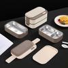 304 Stainless Steel Lunch Box 2 Layers Divided Microwavable Bento Box for Students Office Worker Portable Sealed Food Containers
