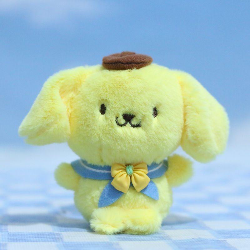 Очаровательная плюшевая игрушка-брелок Sanrio Kuromi Melody Cinnamoroll в мультяшном стиле.