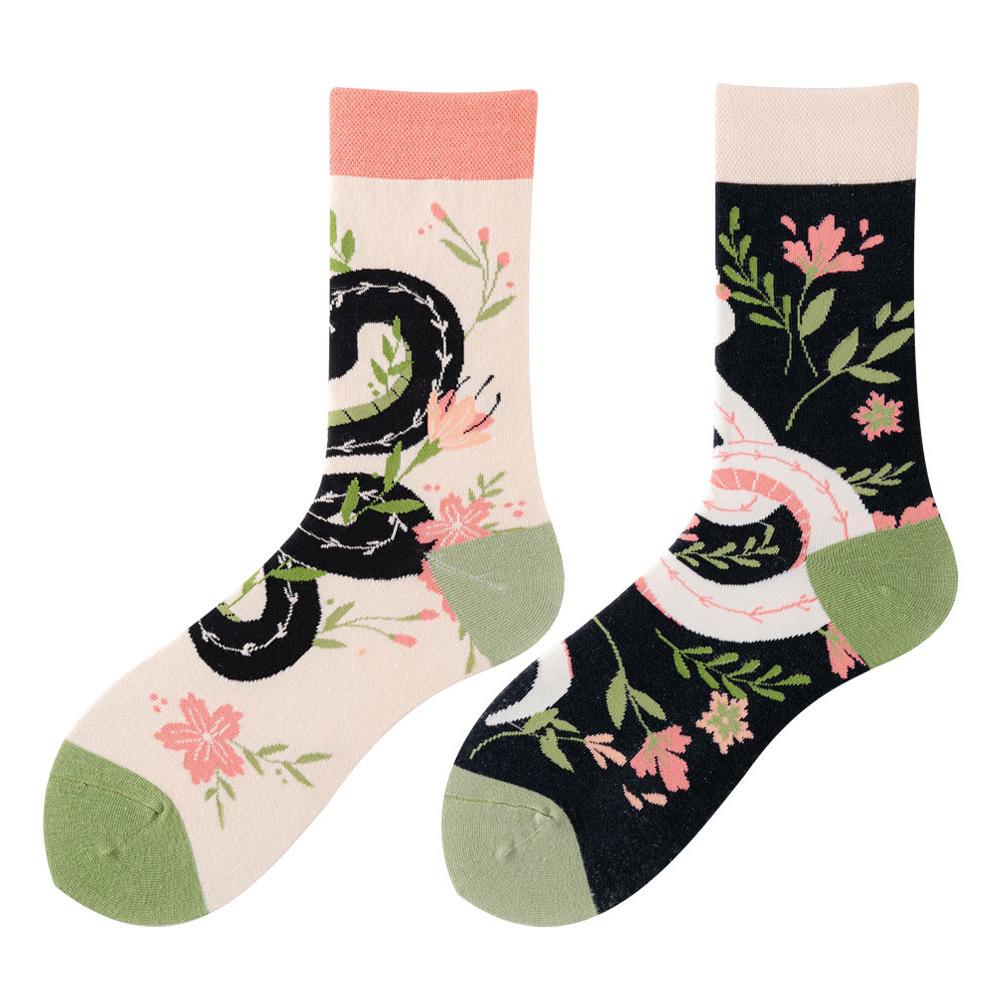 Asymmetric Colorful Christmas Cotton Socks for Couples