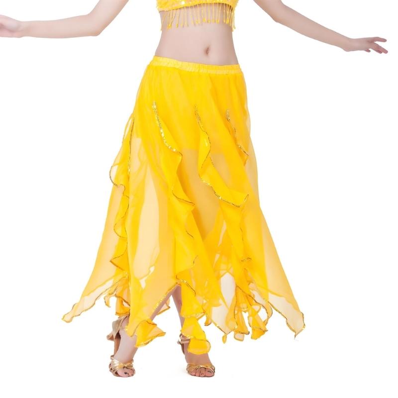 Костюм для восточных танцев для женщин Юбка для belly dance Шифоновая макси-юбка с оборками Наряд для танцовщицы живота Костюмы на Хэллоуин