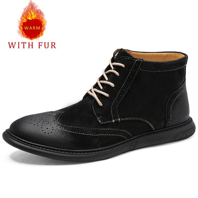 Модная осенне-зимняя мужская кожаная обувь Модный стиль броги Уличная обувь для прогулок Повседневная офисная обувь для мотоцикла для взрослых 38-46