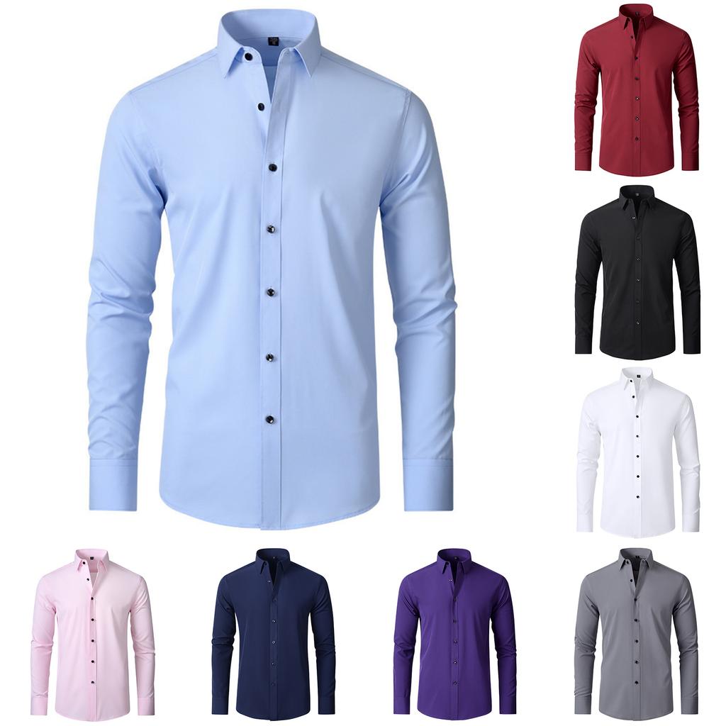Men's Slim Fit Elastic Shirt, Business Thin Shirt