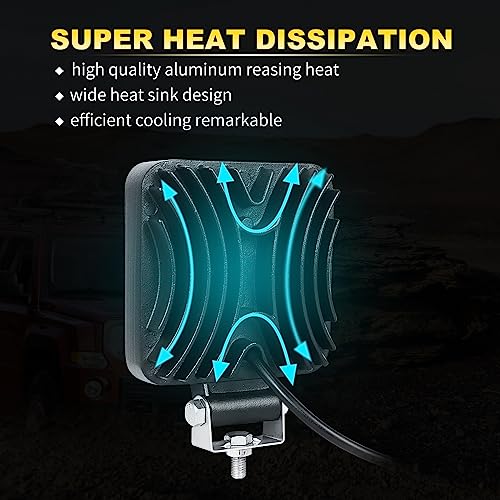 RIGIDON 4 шт. 3,3-дюймовый квадратный 48 Вт рабочий светодиодный светильник для автомобильной светодиодной панели с узким углом обзора светодиодный 6000 К водонепроницаемый пылезащитный универсальный для 12 В/24 В