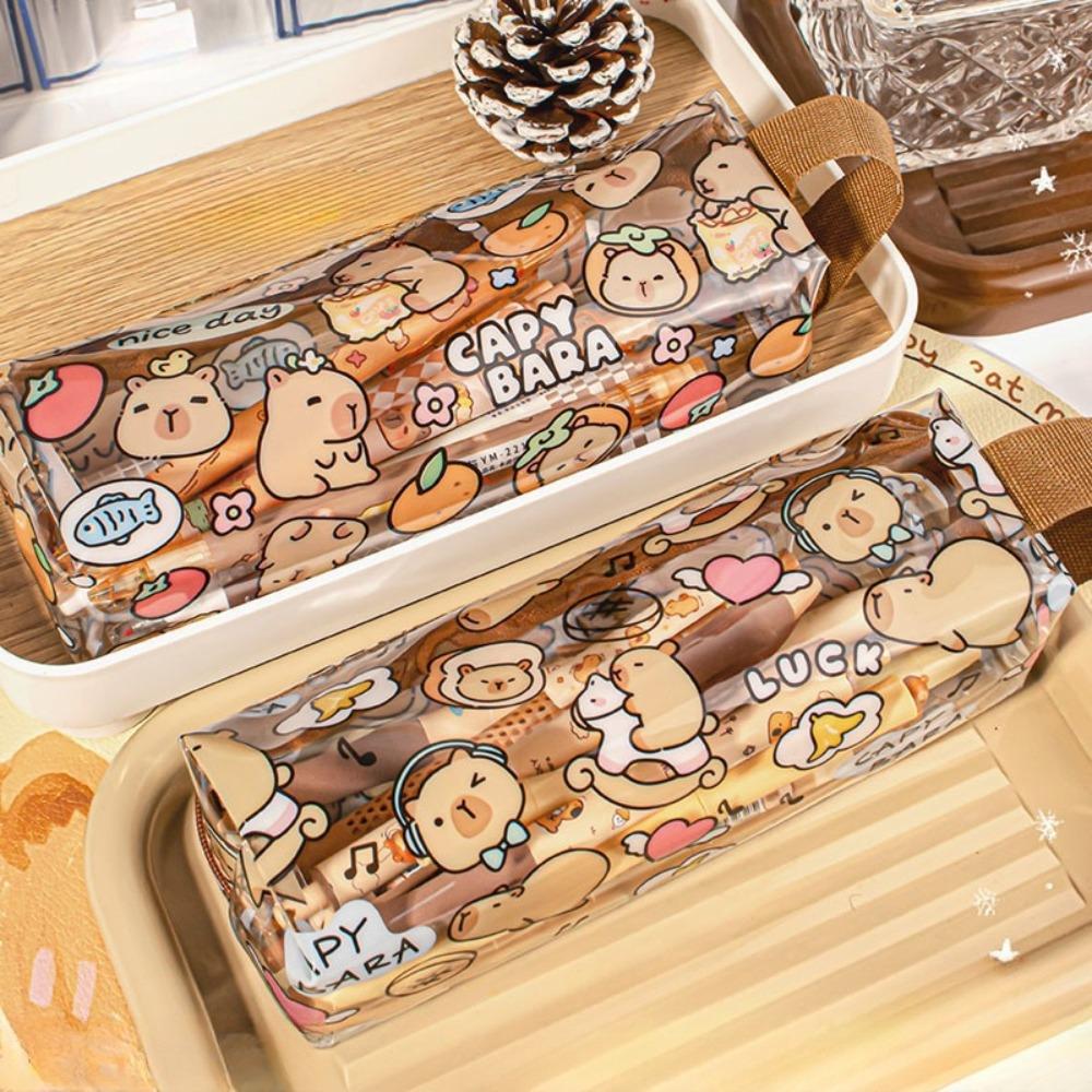 Прозрачные пеналы с мультяшным рисунком, студенческие канцелярские товары, новые пеналы, школьные и офисные принадлежности