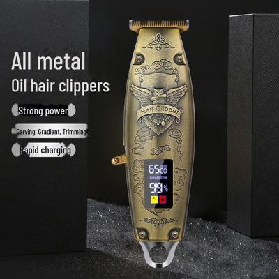 Ретро мужская электрическая машинка для стрижки волос с ЖК-дисплеем для салона - бритва с металлической масляной головкой