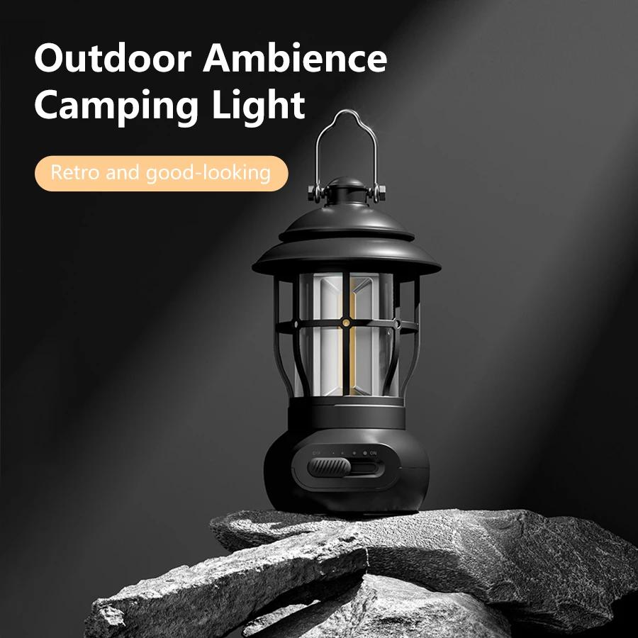 LED Camping Lantern Portable Tent Lamp USB Rechargeable Camp Lamp 3 Lighting Modes Tent Light for Outdoor Hiking Climbing Yard