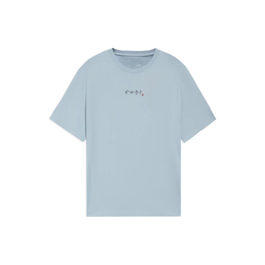 Li-Ning Повседневная футболка с принтом древних персонажей мультфильмов, мужские топы, синяя AHSS371-6