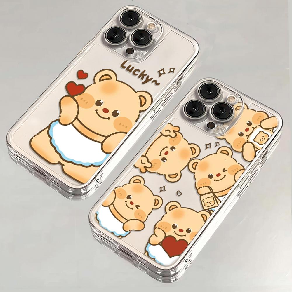 Lovely B-Butter BearS Hot Phone Case For iPhone 17 16 15 14 13 12 11 Mini Air Pro Max X XR XSMax 7 8 Plus Transparent Soft Cover