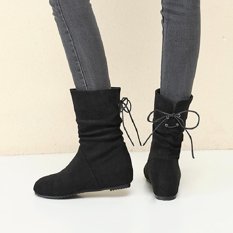 2024 осень и зима новая внешнеторговая обувь женская производитель новая обувь на плоской подошве с круглым носком и скрытой платформой повседневная больших размеров