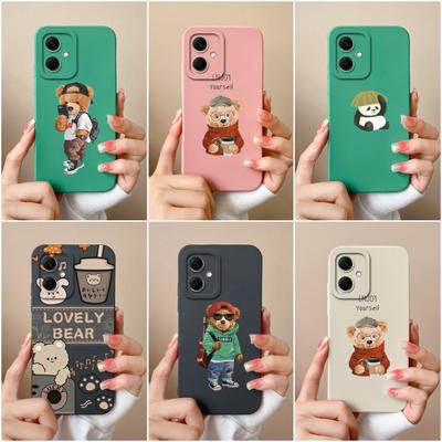 Силиконовый чехол для Xiaomi Redmi Note 8 9 10 Pro Max 10s 11s 11 12 Pro + 12R 12S, противоударный защитный матовый мягкий чехол с милым медведем для бампера Redmi