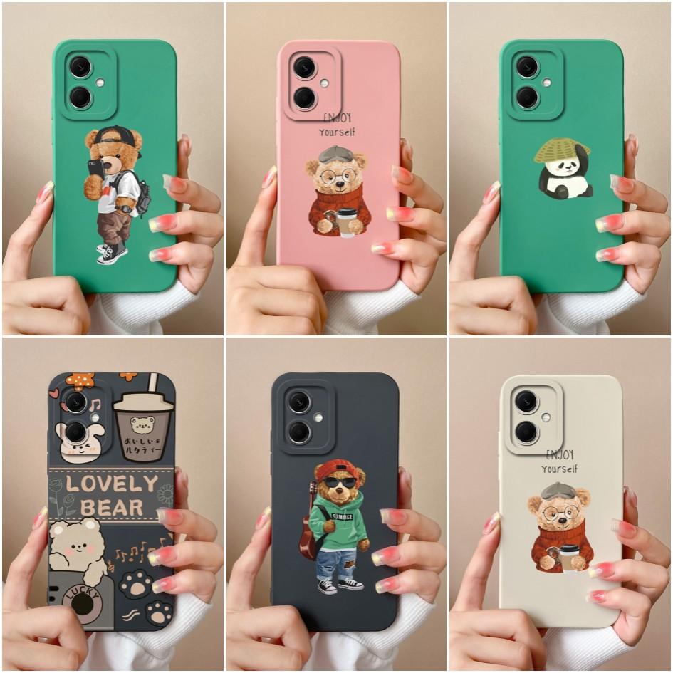 Силиконовый чехол для Xiaomi Redmi Note 8 9 10 Pro Max 10s 11s 11 12 Pro + 12R 12S, противоударный защитный матовый мягкий чехол с милым медведем для бампера Redmi