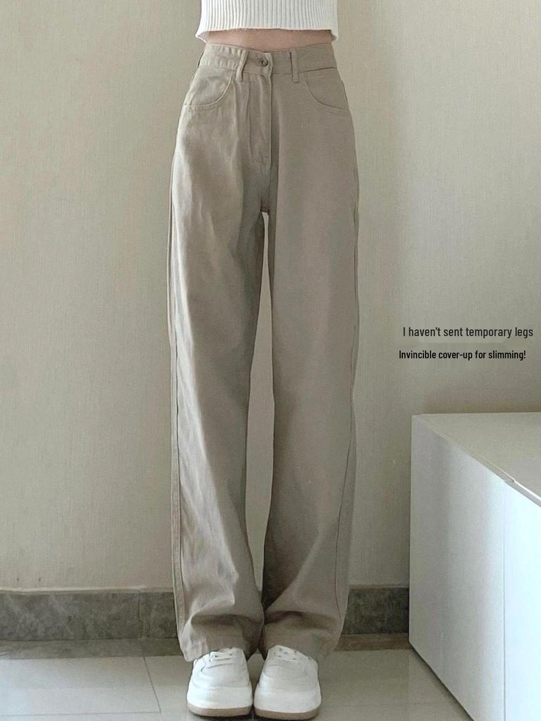 Women's High Waist Straight Wide Leg Jeans - Plus Size, Slimming, Casual, Versatile - 2024 Spring/Autumn Collection