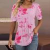 Женские пышные туники с короткими рукавами, топы, плиссированные блузки с воротником, повседневные свободные весенне-летние футболки