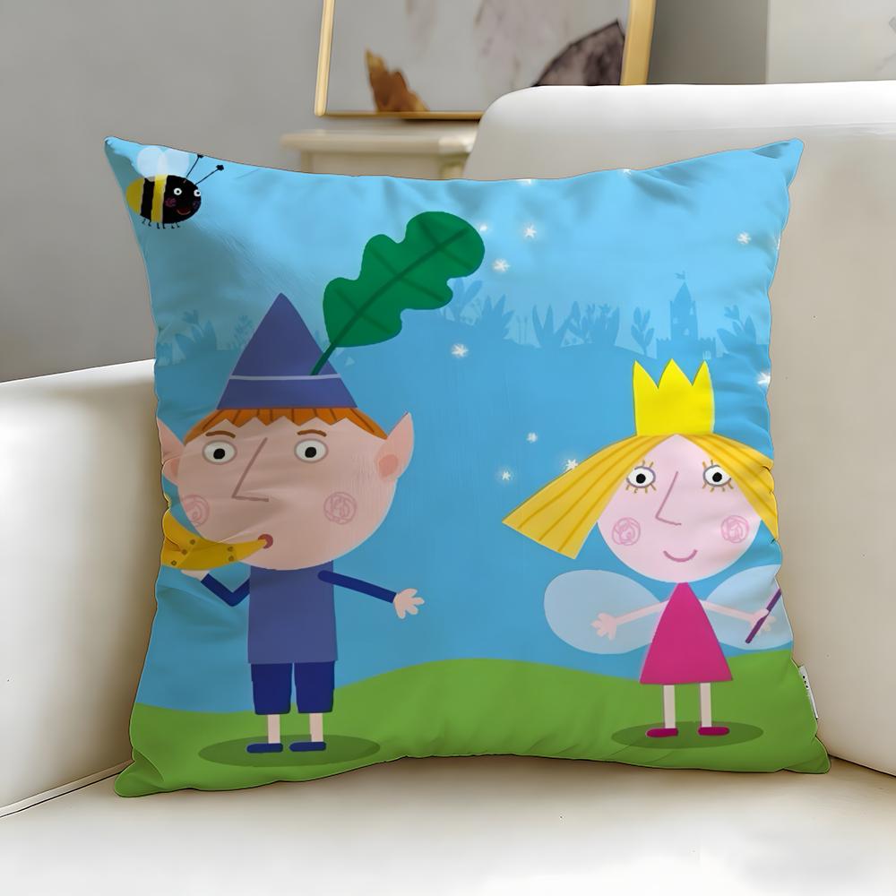 cartoon Ben And Hollys Little Kingdom Cushion Cover Soft EasyWash Pillow Case Versatile for Couch Bed Travel and Office
