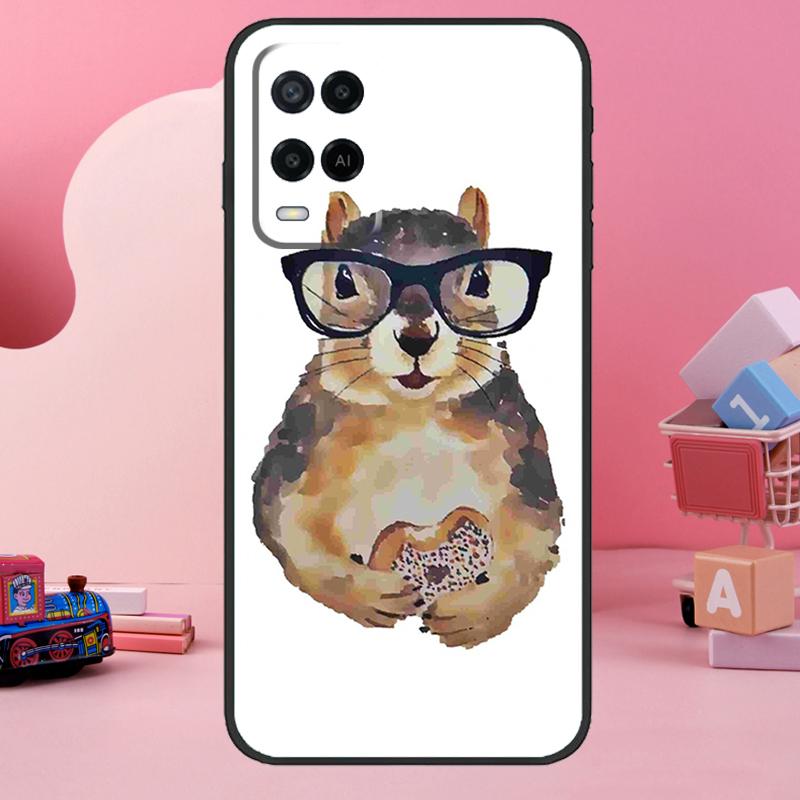 Cartoon Squirrel Case For Oppo A18 A38 A58 A78 A98 A74 A54 A94 A80 A60 A40 A96 A76 A16 A15 A17 A57 A77 A5 Pro